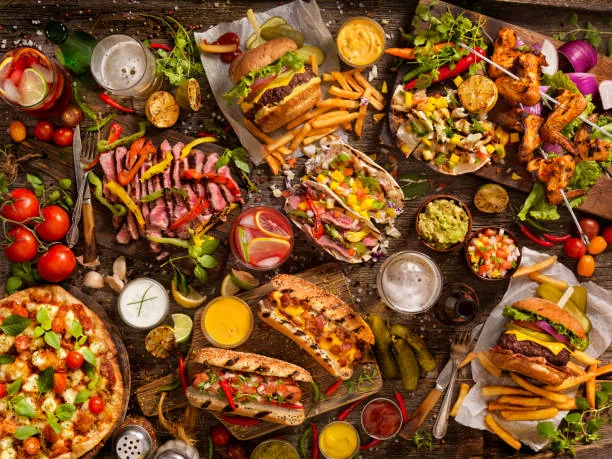 A table covered with shared dishes